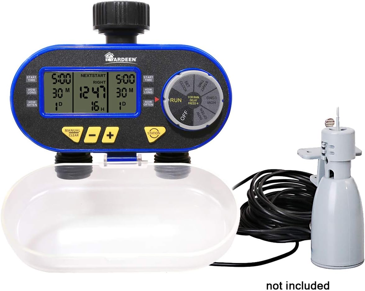 Yardeen Dual Outlet Electronic Water Timer Irrigation Controller System Color Blue : Garden & Outdoor