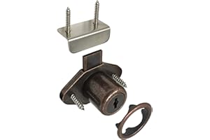 Desunia Office Desk Lock for Drawer & Door - 7/8" (.875") Bore - Antique Bronze - Keyed Alike - Includes Escutcheon Trim Ring, Strike, & Screws - 1 Lock