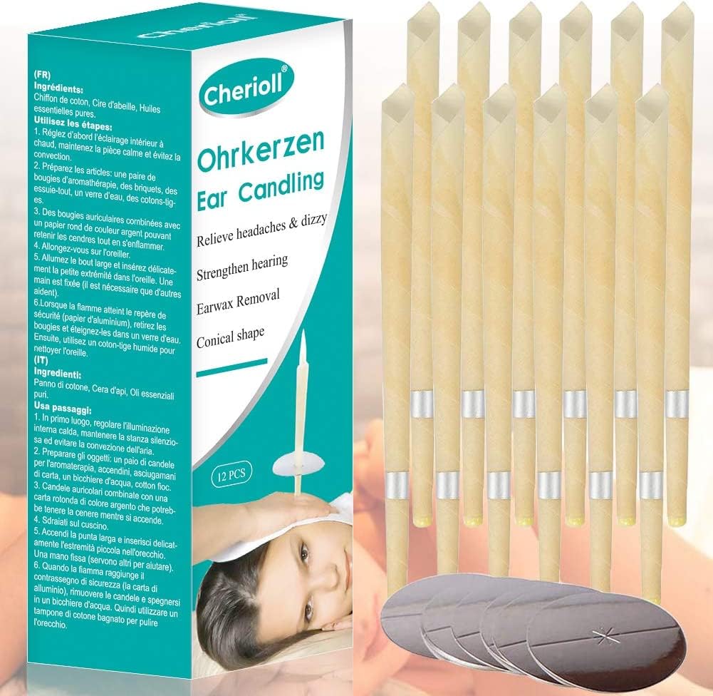 Earwax Candle, Earwax Remover, Earwax Removed, Organic Ear Candles-Natural Beeswax Candling Cones Therapy Reduce Tinnitus, Health Ear Care Treatment, Ear Wax Removal Cleaner