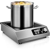 Zomagas 1800W Commercial Induction Cooktop with Knob and LCD | Stainless steel,10-level power control,low-noise cooling,for home chefs and party catering