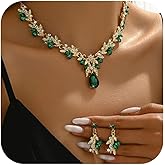 Harry and Henry Wedding Jewelry Set for Women Elegant Rhinestone Crystal Necklace Earrings Set Bridal Prom Bridesmaid Evening Cocktail Formal Occasion Trendy Fashion Jewelry