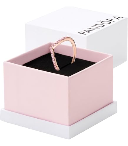 Amazon.com: PANDORA Sparkling Wishbone Ring Rose Gold 54 (US Size