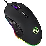 ERUN Gaming Mouse Wired, Chroma RGB Backlit Color 4DPI Adjustable Comfortable Grip Ergonomic Optical PC Computer Mice with Fire Button Mouse (Black)
