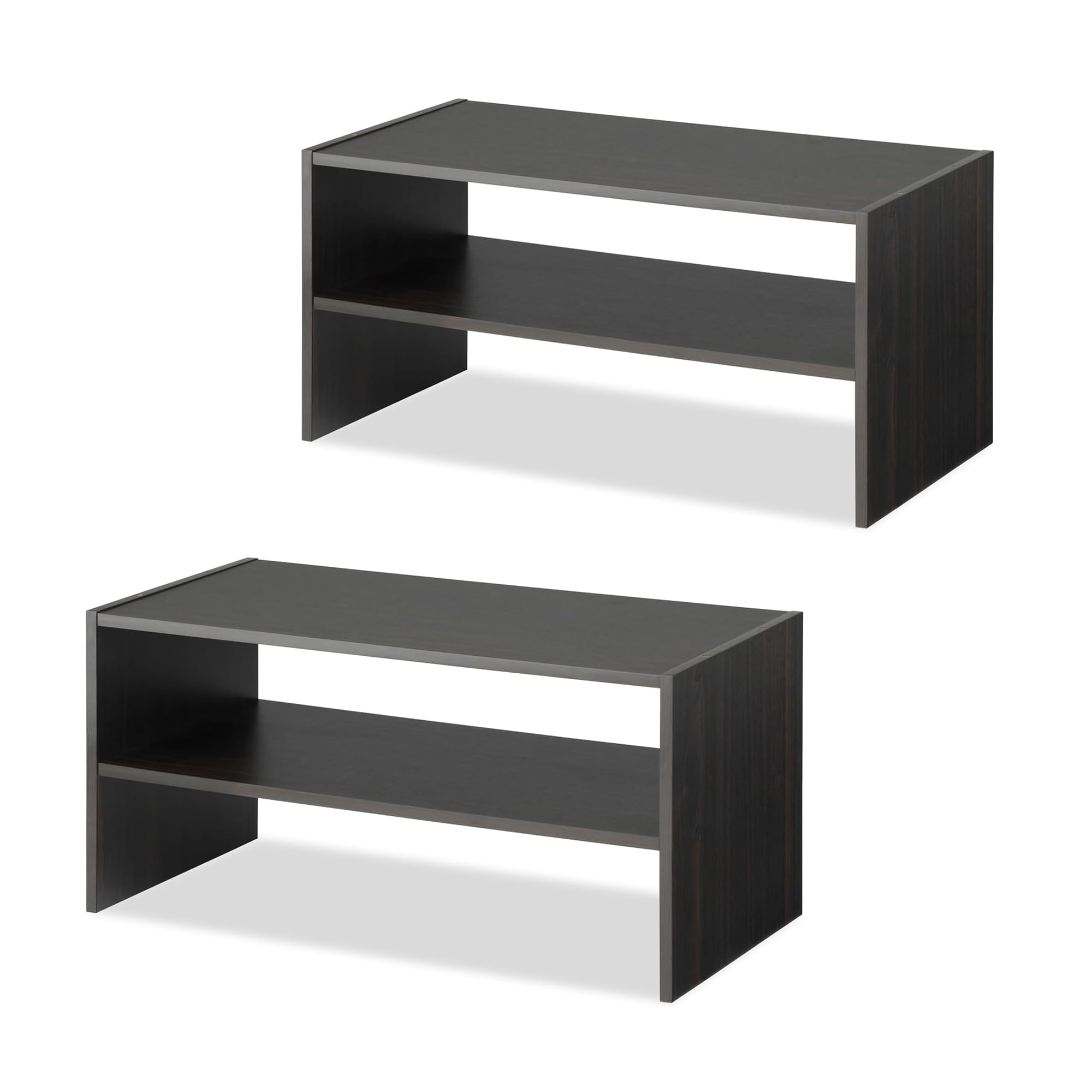 Whitmor Wood Stackable 2-Shelf Shoe Rack, 24 INCH, Espresso，2 Pack Image