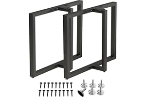 HOMEKAYT Metal Table Legs 28’’x 35’’ Heavy Duty T-Shape Desk Legs Industrial Furniture Legs for Dinning Table, Computer Table, Office Table (2Pcs)-Black