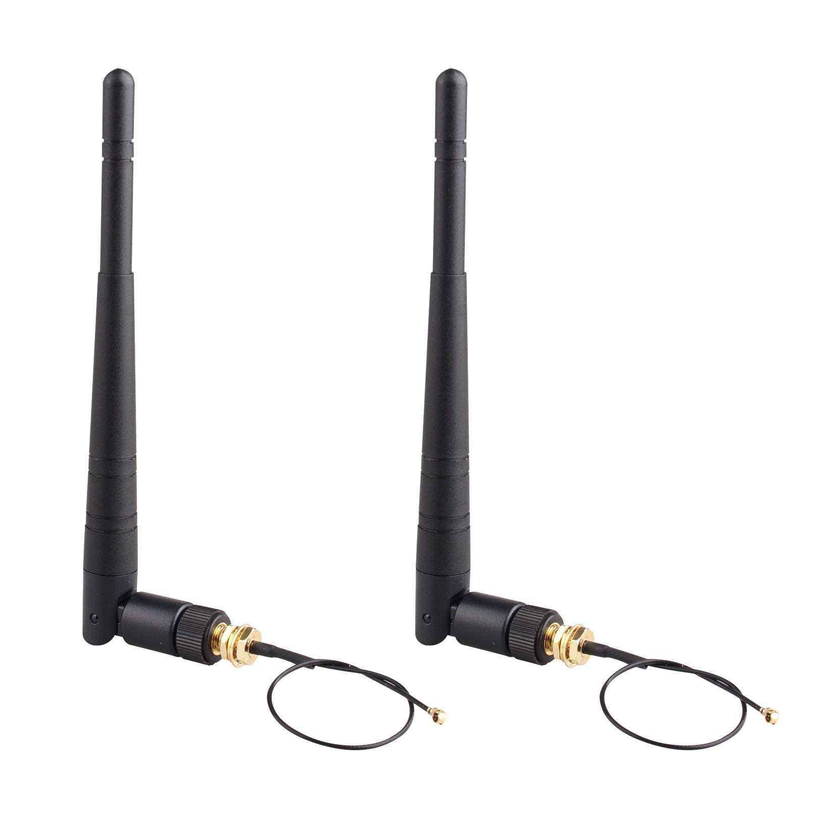 Jopto 2PCS 2.4G High Gain Wireless Router 3DBI WiFi Omnidirectional Antenna RP-SMA Female Connector with High Performance U.FL to RP-SMA Male Pigtail RF 1.13 Antenna WiFi Cable Length 15cm