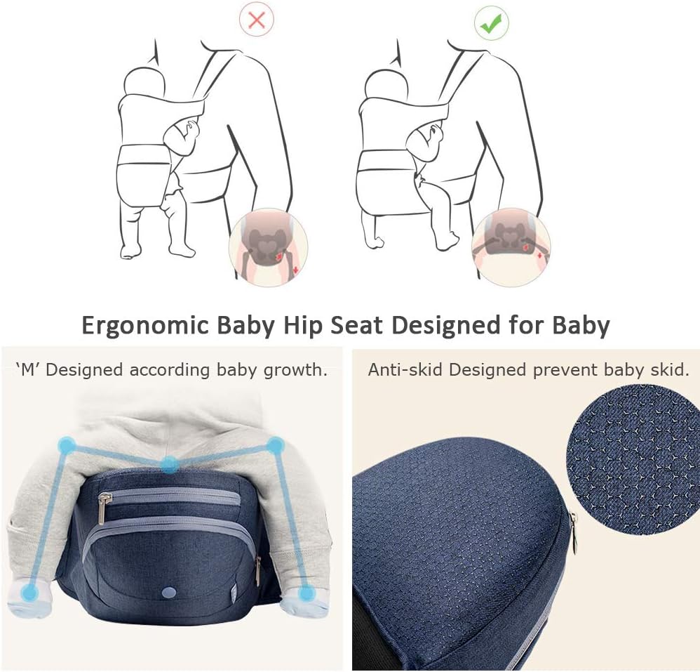 Bebamour Baby Carrier Hip Seat 0-36 Months Lightweight 3 in 1 Baby Carrier Newborn to Toddler HipSeat (with Waist Extender - Image 5