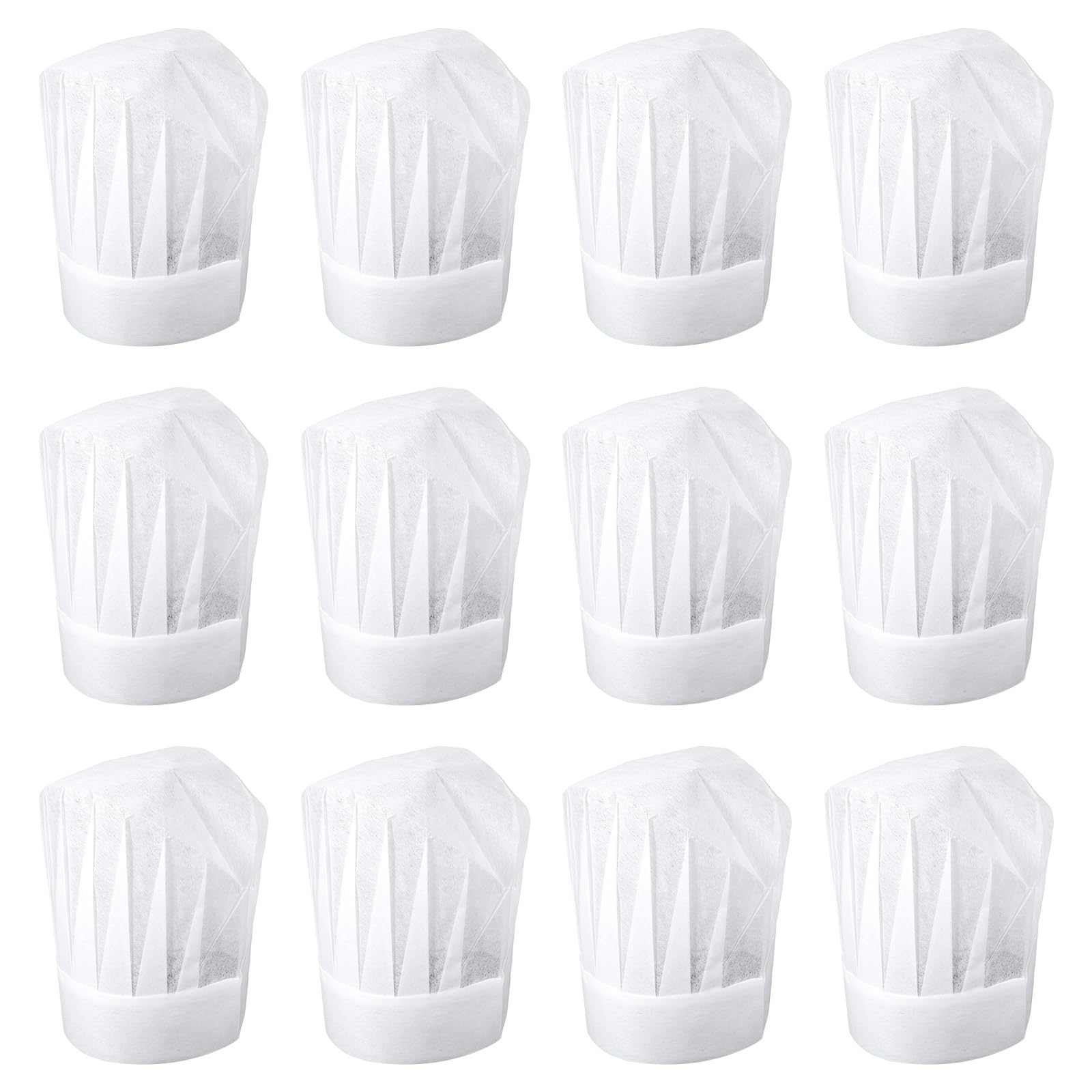 Photo 1 of 12 Pack Disposable Chef Hat Adjustable White Chef Hats Non-Woven Paper Chefs Hat Elastic Kitchen Cooking Cap DIY Bakers Hats for Baking Cooking Activity Pizza Party Women Men