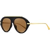 FEISEDY Oversized Retro Aviator Sunglasses for Women Men, 70s Vintage B0408 | UV400 protection,Gold Metal Frame,Unisex Fit for Daily Fashion, Vacation Travel Beach Outfits