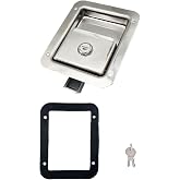 1 Pack Stainless Heavy Duty Flush Mount Handle Latch for Trailer Toolbox | with Gasket Keys, for RV Door Truck Trailer Tool box