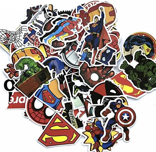 Superhero Stickers,Vinyls Stickers for Laptop Waterproof Luggage Suitcase Decal Stickers 50 PCS for Water Bottle,Skateboard,Bicycle,Motorcycle,Cars(Not Random)