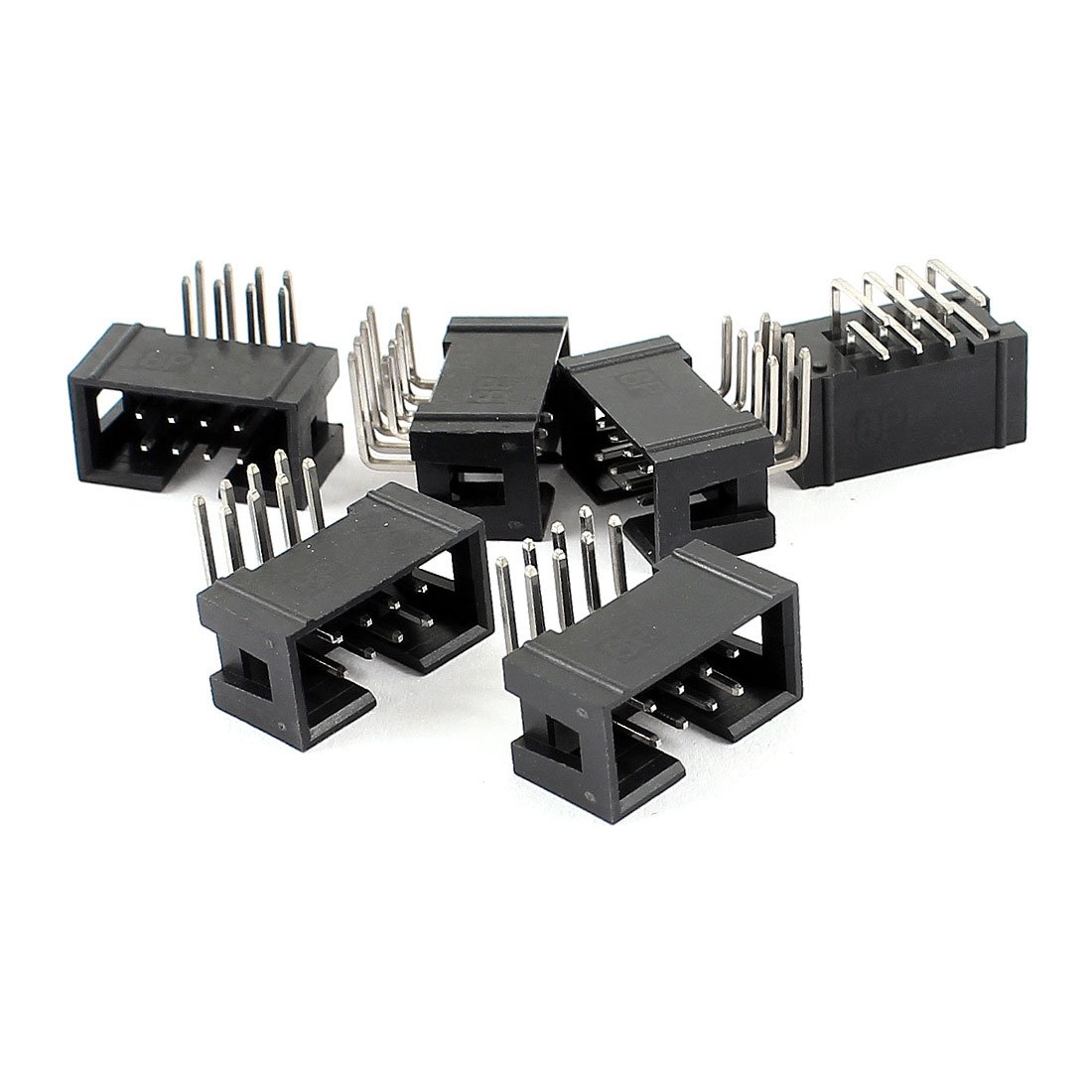 sourcing map 6Pcs 2x4 Pins 2.54mm Pitch Right Angle Connector Pin IDC Box Headers