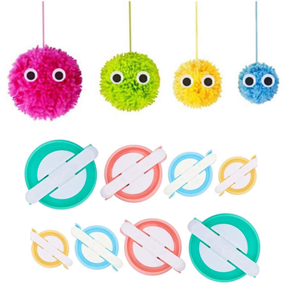 Pom pom Maker, 2pcs 4 Sizes Pom-pom Maker Fluff Ball Weaver Needle Craft DIY Wool Knitting Craft Tool Set for Beginner (8)