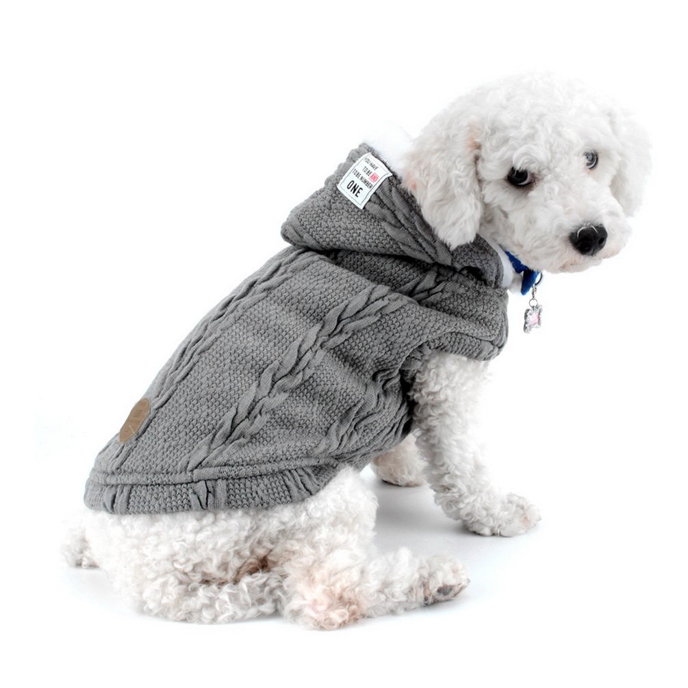 smalllee_lucky_store Hooded Sweater Padded Vest Coat for Cold Weather Chihuahua Hood Dog Cat Winter Coat Clothes for Small Dogs Warm Grey S โ image 1