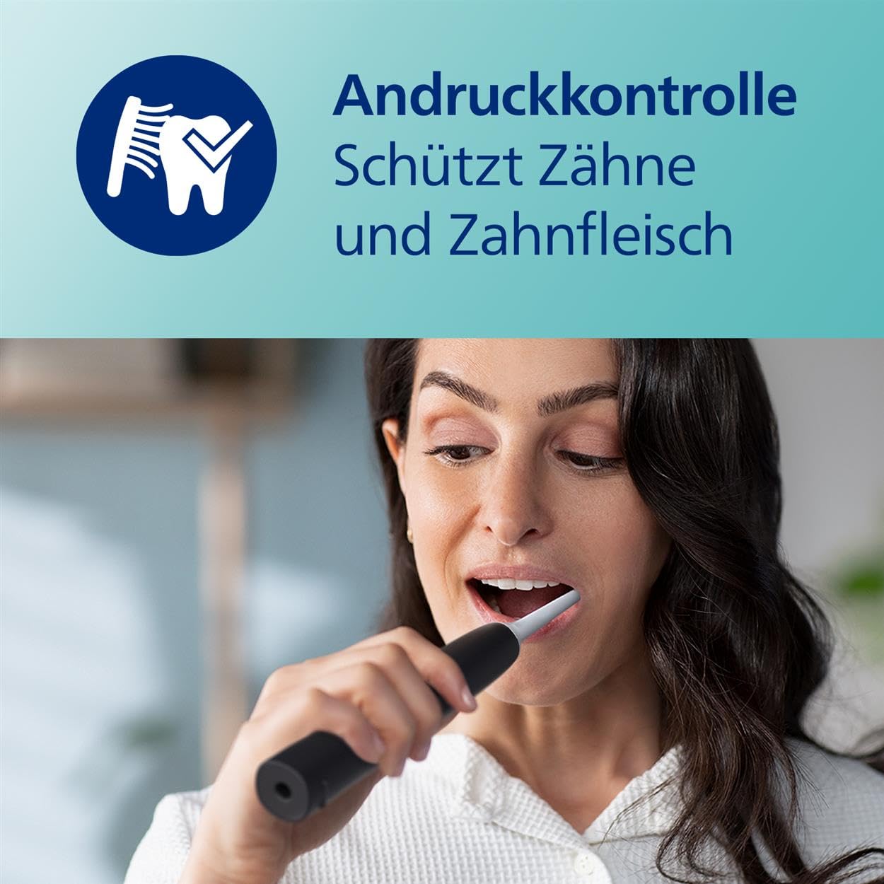 Philips Sonicare 3100 elektrische Zahnbürste, Schallzahnbürste, Andruckkontrolle und Timer, Reiseetui, Schwarz, HX3673/14 4