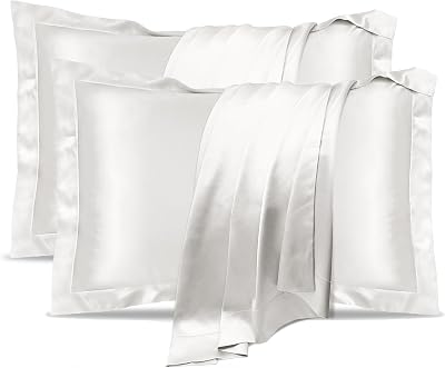 UQQU Silk Pillowcase 2 Pack, 100% Mulberry Silk, 50x75 cm Standard Size