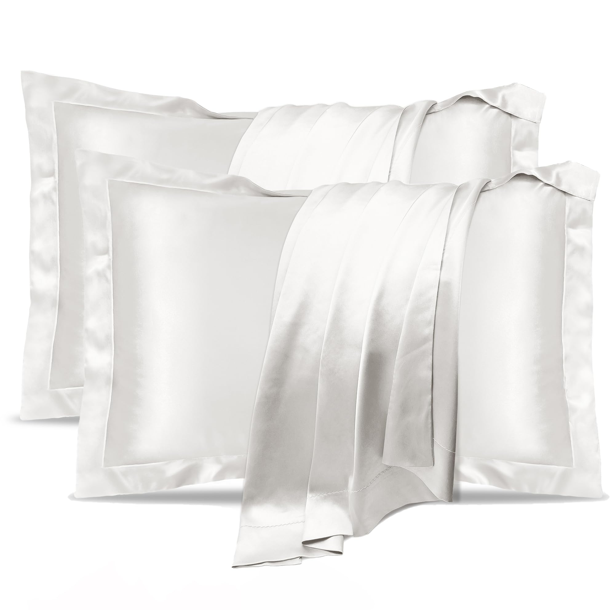 Silk Pillowcase 2 Pack,100% Natural Mulberry Silk Pillowcase for Hair and Skin Health, Standard Size 50 x 75 cm Pillow Case(Overall size: 56 x 80 cm), Soft Smooth Cooling Pillow Covers for Sleeping