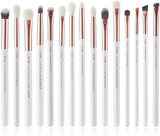 Jessup 15Pcs Pearl White/Rose Gold Professional Makeup Brushes Set Make up Brush Tools kit Eye Liner Shader Synthetic Fiber Hair Eye Brush Set T217