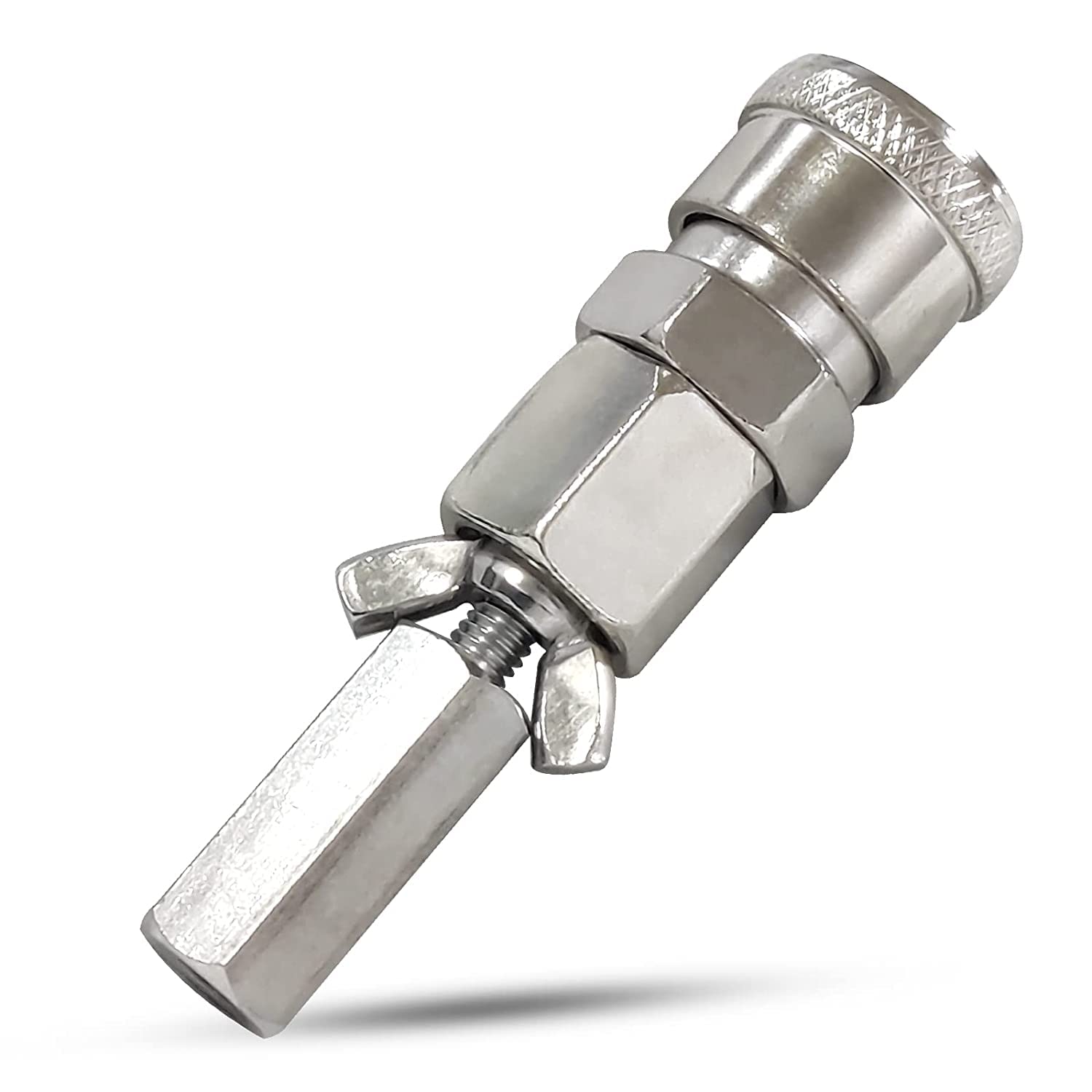 Jvnvlki Stainless Steel Vac-U-Lock Adapter, M8 Connectors for Piston Engine Linear Drive, Hardware Bearing, 8.4 cm Height, 120 g