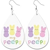 Cute Easter Rabbit Egg Flower Print Leather Dangle Earrings Colorful Easter Earrings for Women Girls Jewelry