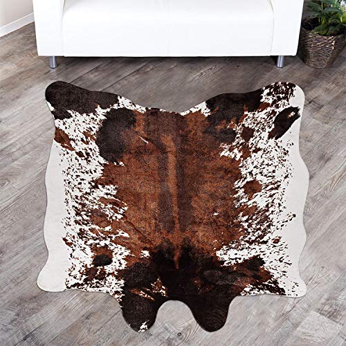 Purp Pie Faux Cowhide Rug Large (4.6ft x 6.6ft)Brindle Tricolor Cow