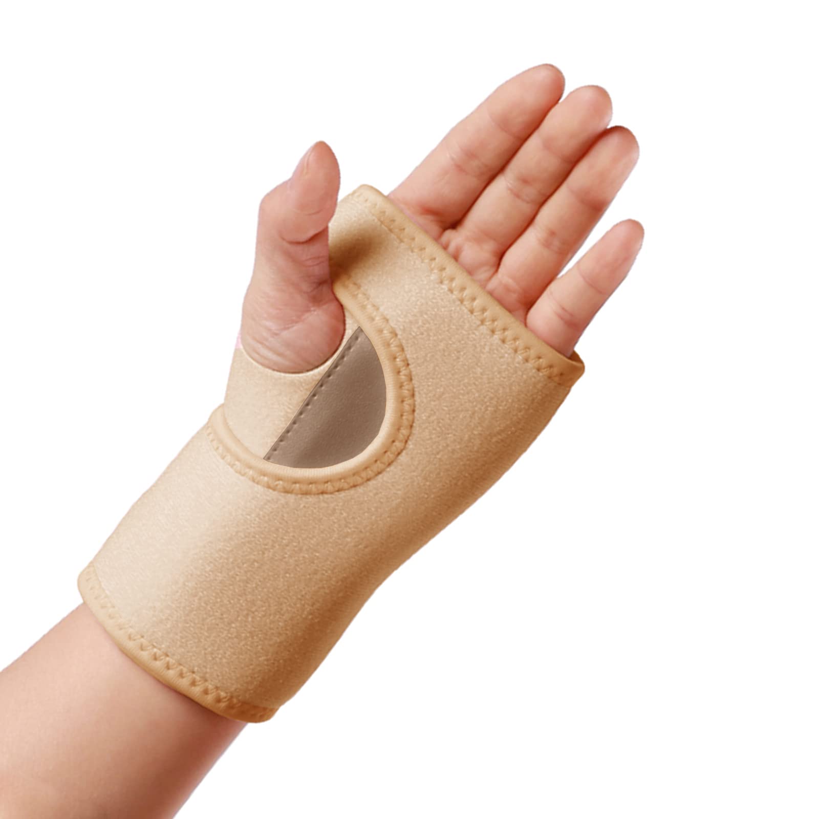 yeloumiss Wrist Splint Support Brace Compression Wrist Brace Elastic Adjustable Carpal Tunnel Support with Metal Strip for Sports, Fitness, Arthritis, Tendonitis One Size Single (Beige, Left Hand)