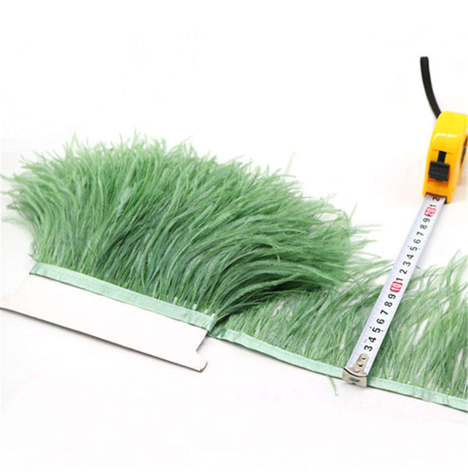 36 Colours Quality Ostrich Feather Trimming Fringe for Millinery Craft Dress Making (Sage,2 Meters)