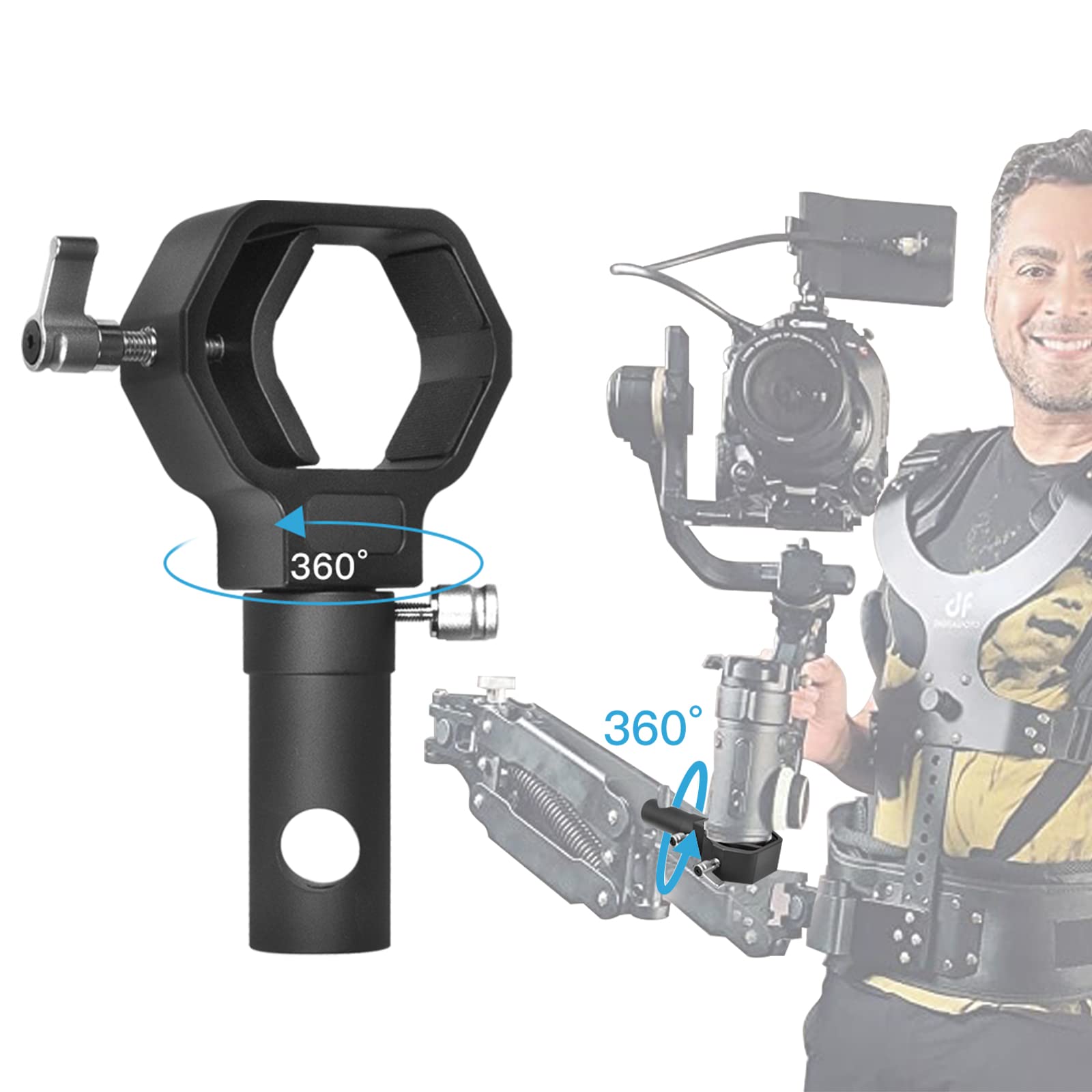 DF DIGITALFOTO TH02 Steadicam Arm&Vest Gimbal Adapter for Handheld Gimbals, Shooting Angle Adjustable, Compatible with Any Gimbal Vest with Arm Pin Diameter 12/13/16mm, like THANOS PRO II/X etc.