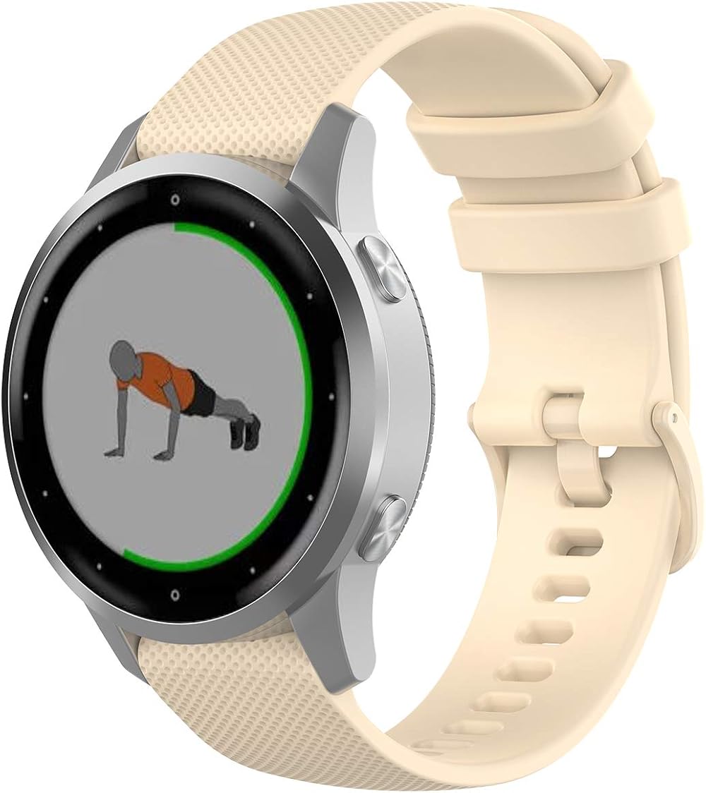 Wownadu 18mm Silicone Watch Strap Beige for Garmin Vivoactive 4S Venu 3S