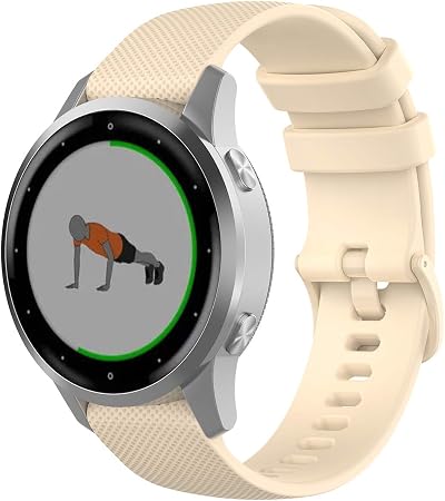 Wownadu 18mm Silicone Watch Strap Beige for Garmin Vivoactive 4S Venu 3S