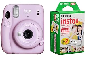 Fujifilm Instax Mini 11 Instant Film Camera, Lilac Purple instax Mini Instant Daylight Film Twin Pack, 20 Exposures