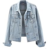 Kedera Womens Denim Jackets Distressed Ripped Long Sleeve Jean Jacket Coats