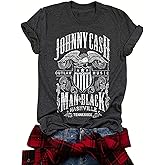 Women Crew Neck Vintage Graphic Tees Summer Short Sleeve Country Music Party Retro Loose Tee Tops