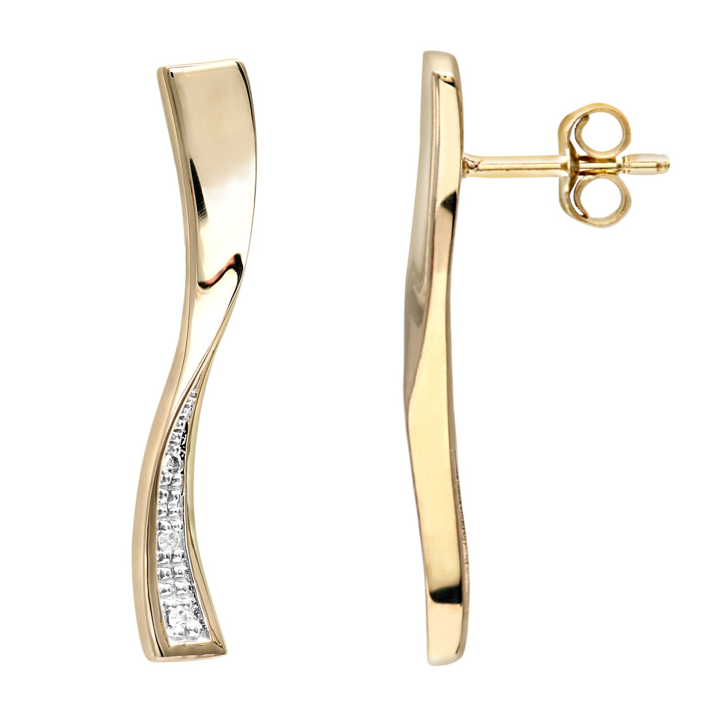 Naava Pendientes para Mujer de Oro Amarillo K con Diamantes