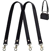 PH PandaHall 2pcs 22 Inch Black Leather Replacement Handles, 20mm Wide Purses Straps Handbags Shoulder Bag Strap with Antique Bronze Swivel Lobster Buckles for DIY Bag Making