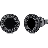 Black Onyx Earrings 925 Sterling Silver Celtic Viking Earrings Zircon Stud Earrings Hypoallergenic Punk Gothic Jewelry Gifts for Women Men