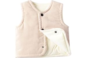 Baby Girls Boys Corduroy Vest Winter Thick Fleece Lined Warm Coat Button Down Sleeveless Jacket Toddler Kids Cute Clothes
