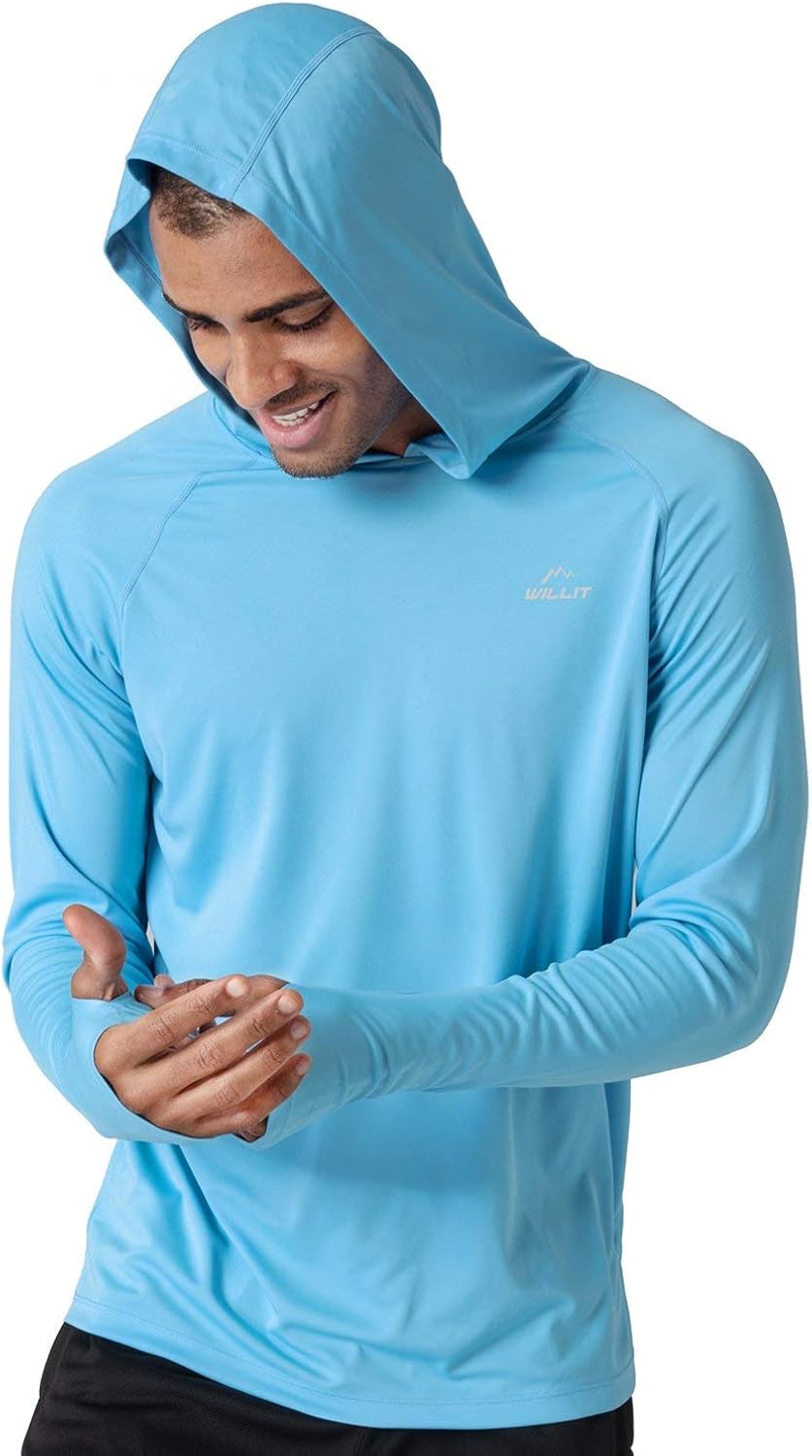 Willit Men's UPF 50+ Sun Protection Hoodie Shirt Long Sleeve SPF Fishing Outdoor UV Shirt Hiking Lightweight: Clothing