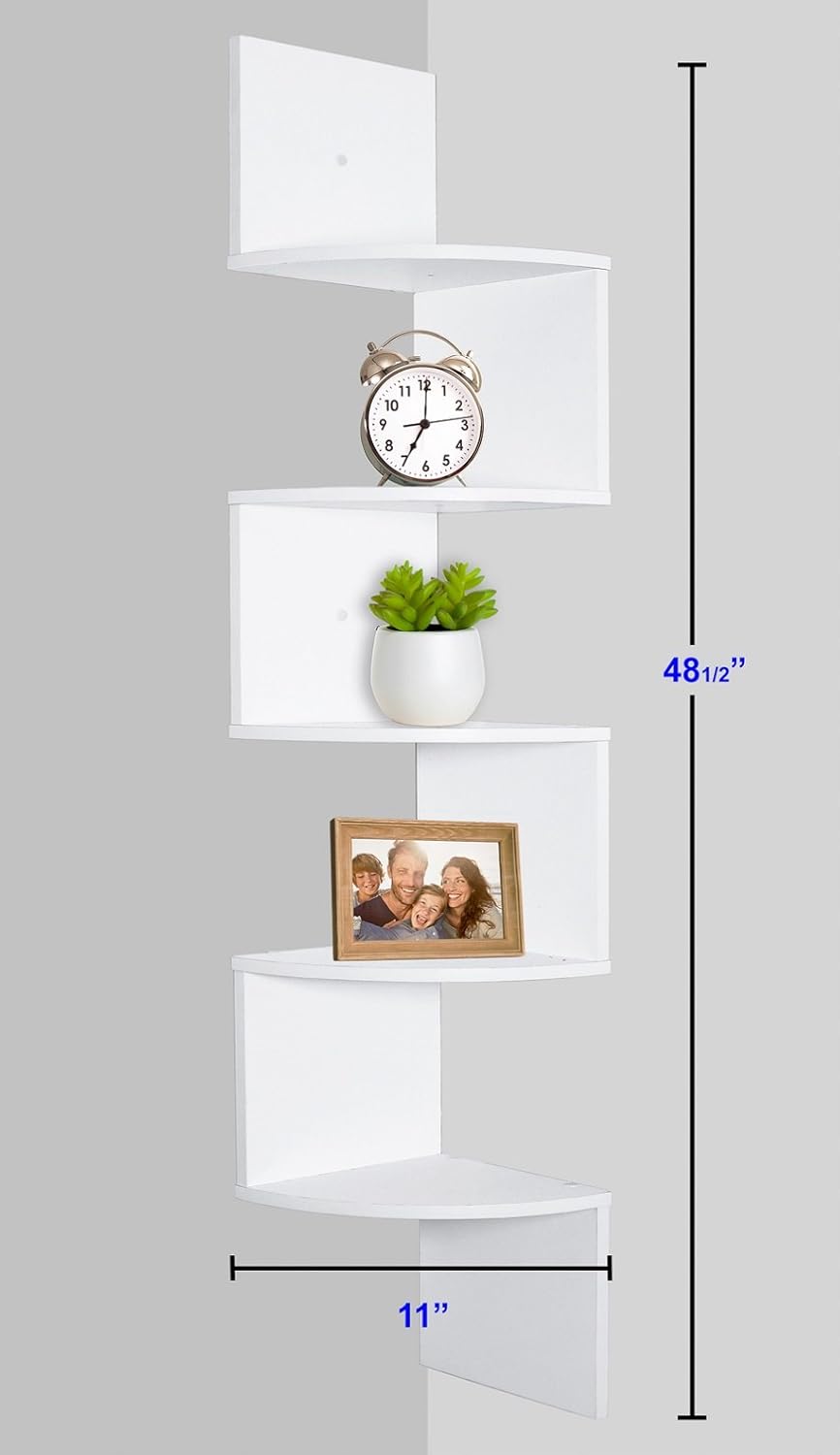Greenco 5 Tier Wall Mount Corner Shelves White Finish: Home & Kitchen