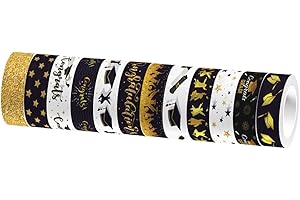 SEWACC 12 Rolls Graduation Themed Washi Tape Set, Paper Adhesive Tapes for DIY Crafts, Journals,