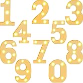 Hortsun 10 Pieces Decorative LED Light up Number Letters White Plastic Marquee Number Light up Sign for Night Wedding Party Decor Birthday Christmas Home Bar Decoration
