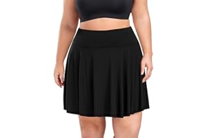 COOTRY Women's Plus Size Pleated Tennis Skirt with Shorts Athletic Golf Skorts with Pockets High Waisted Workout Skirts