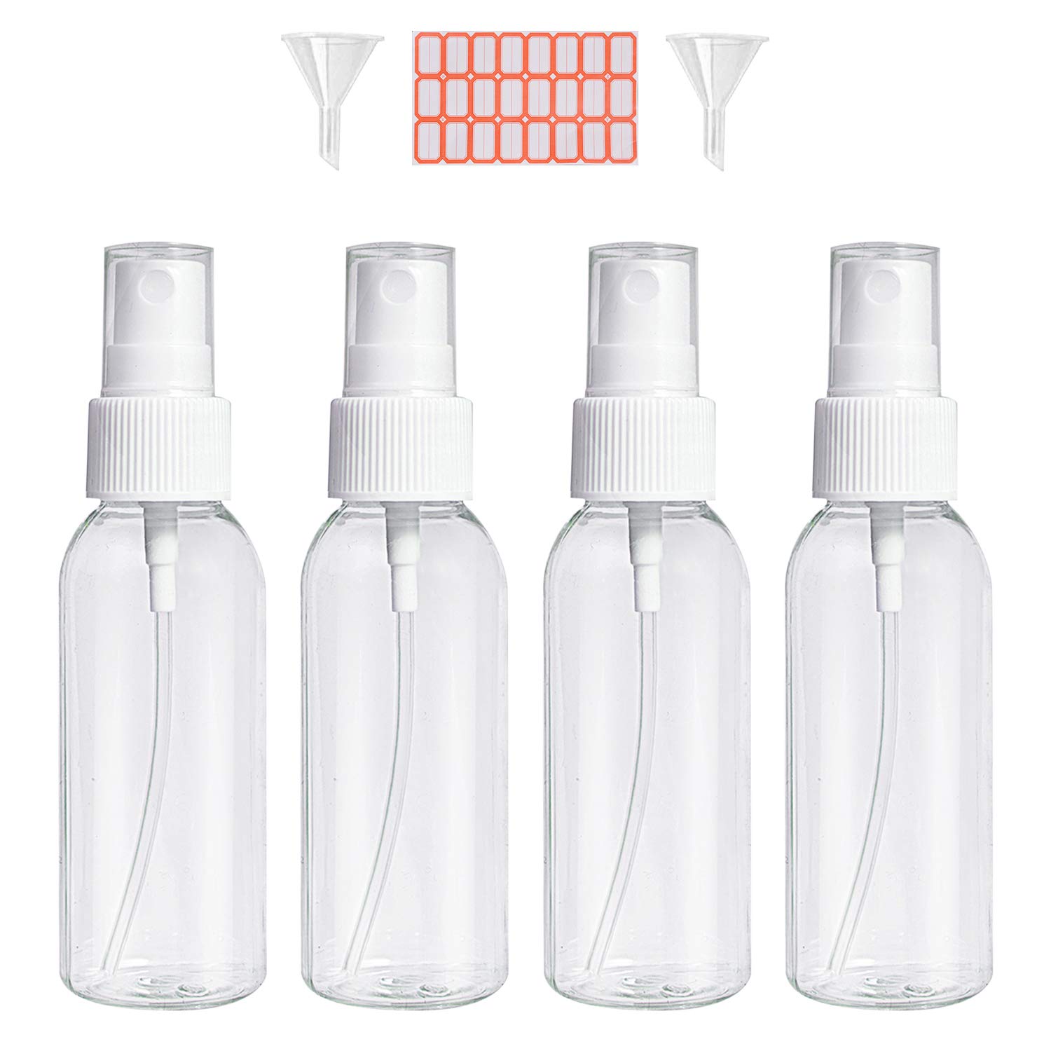 Spray Bottles, 50ml Clear Empty Fine Mist Plastic Travel Atomiser Bottle Set, Spray