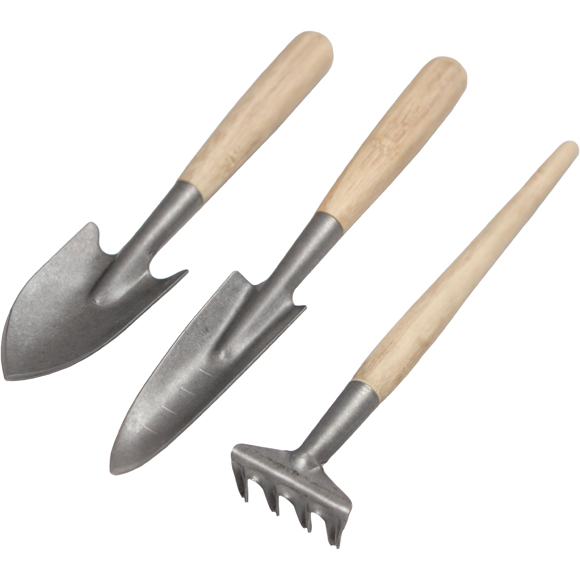 Darlac Mini Garden Tools Set – Bamboo Handles - 2 x Hand Trowels & Hand Rake – 3 Mini Gardening Hand Tools For Houseplants, Herbs, Planting and Greenhouses – Ideal for Children — image 1