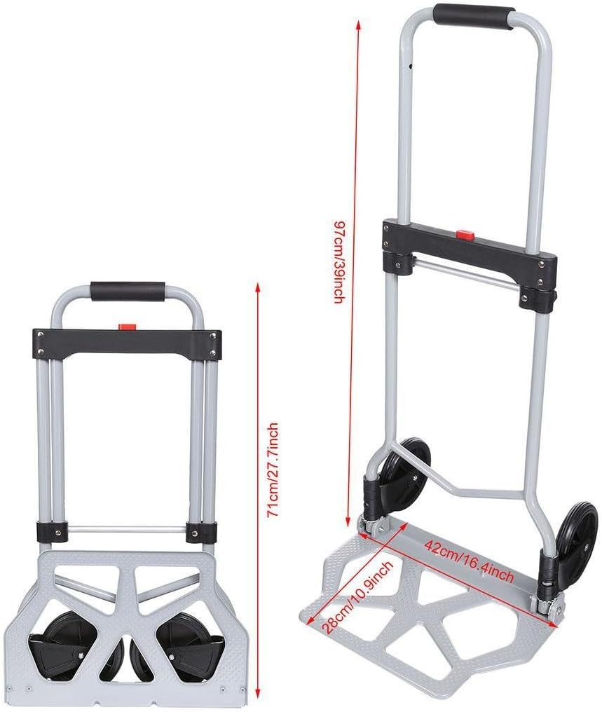 Folding Hand Truck Adjustable Trolley Dolly Heavy Duty Luggage Carts [US Stock]