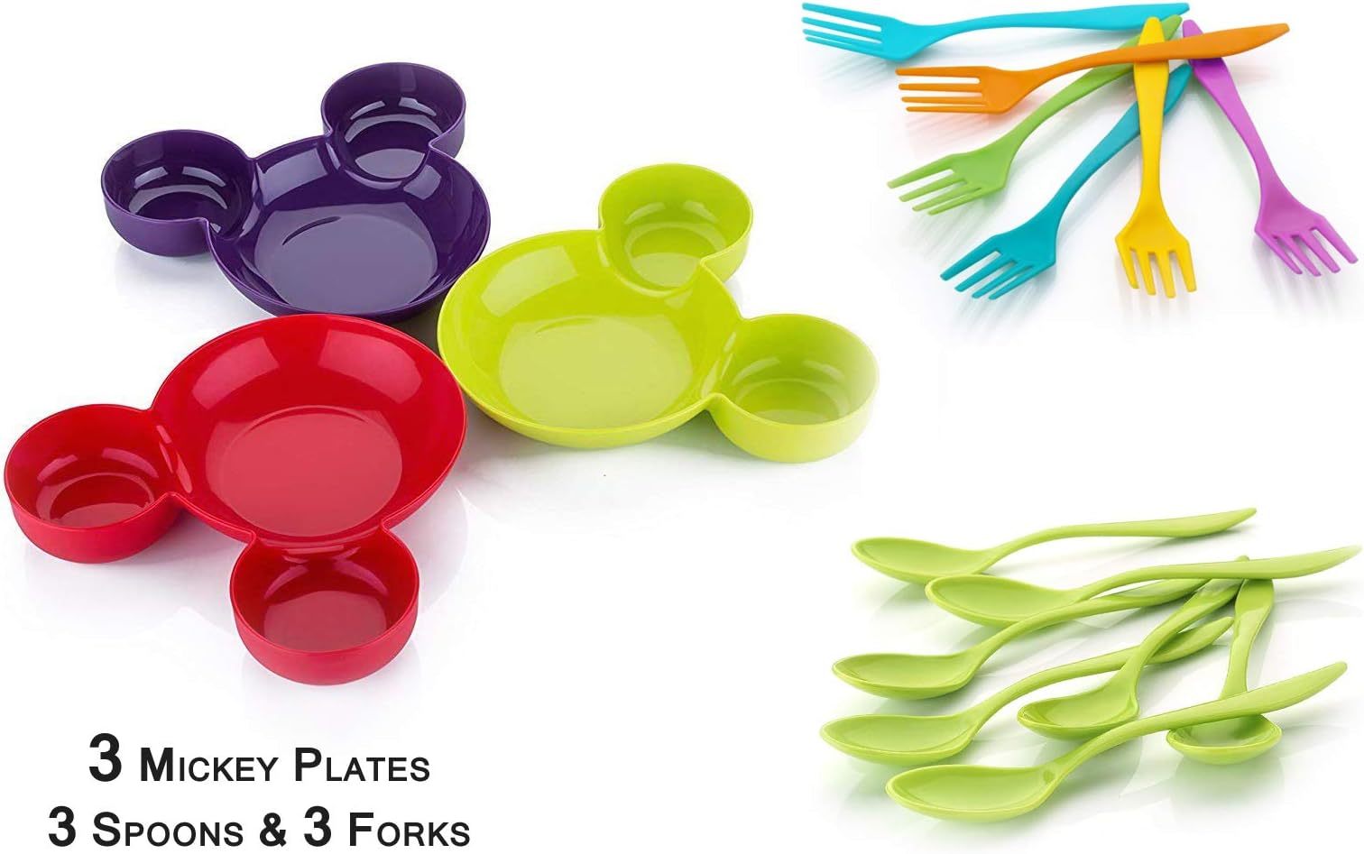 Yellow Leaf Products Plastic Snacks Plates - Set Of 3, Multicolour