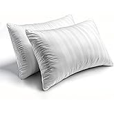 Hotel Grand White Feather Down Pillows King Size Set of 2 Packs Bed Pillows Medium Firm Hypoallergenic 100% Cotton Breathable Hotel Collection Back/Side Sleeping Pillows,36"x20"/2 Packs