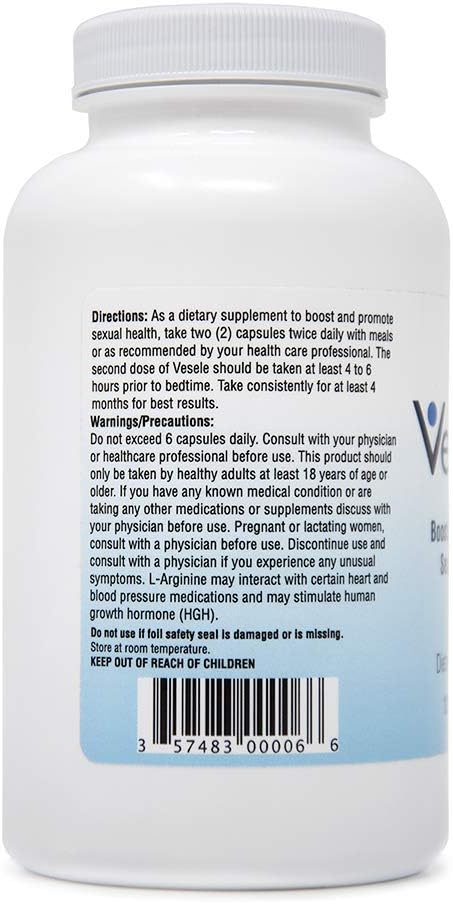 Vesele® - Nitric Oxide Supplements and Promotes Healthy Blood Flow, Dietary Nitric Oxide Supplement with 1500 mg Proprietary Blend of L-Citrulline, L-Arginine, BioPerine - 120 Veggie Capsules: Health & Personal Care