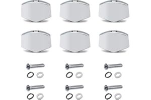 MAXCHEER 6PCS Metal Small Square Shape Guitar Tuning Peg Tuners Machine Head Replacemen Buttons knob Handle Tip (Chrome Small)