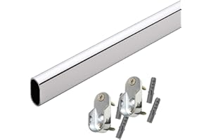 DESUNIA 48" Oval Closet Rod with End Supports - Polished Chrome - 1 Set